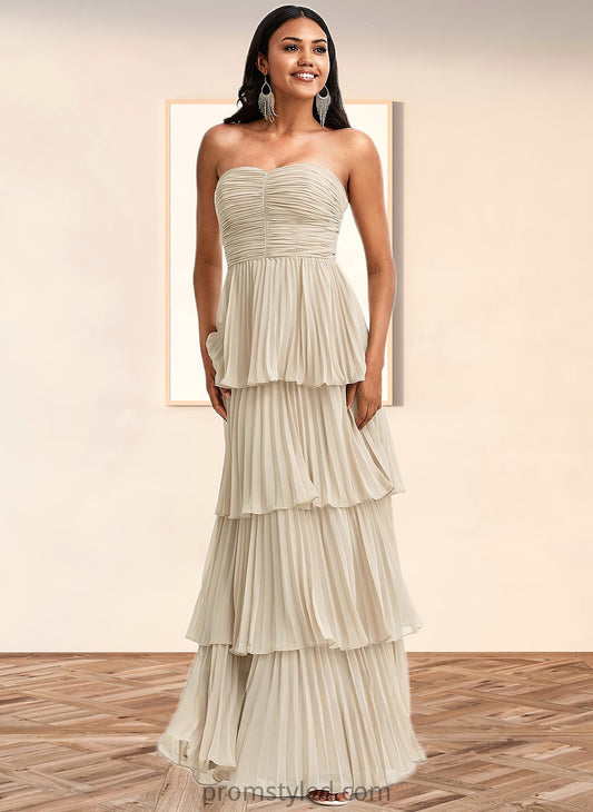 Raquel A-line Sweetheart Floor-Length Chiffon Bridesmaid Dress HLP0025762