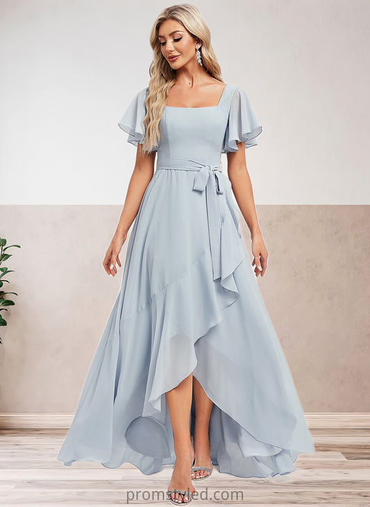 Paris A-line Square Asymmetrical Chiffon Bridesmaid Dress HLP0025796