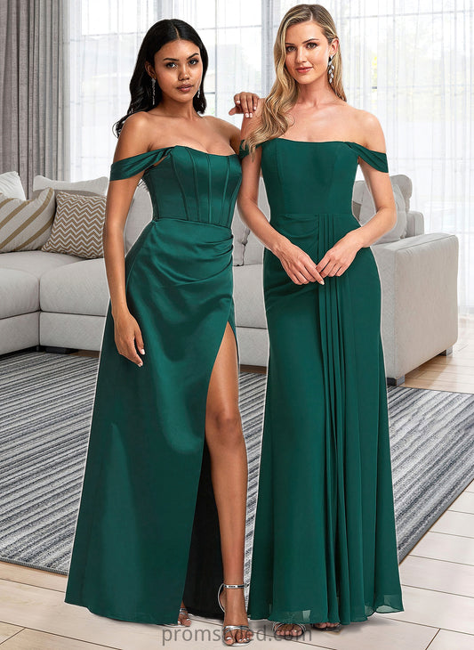 Jade A-line Off the Shoulder Floor-Length Chiffon Bridesmaid Dress HLP0025744