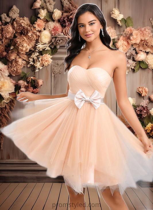 Madeline Ball-Gown/Princess Sweetheart Short Tulle Homecoming Dress With Bow HLP0025719