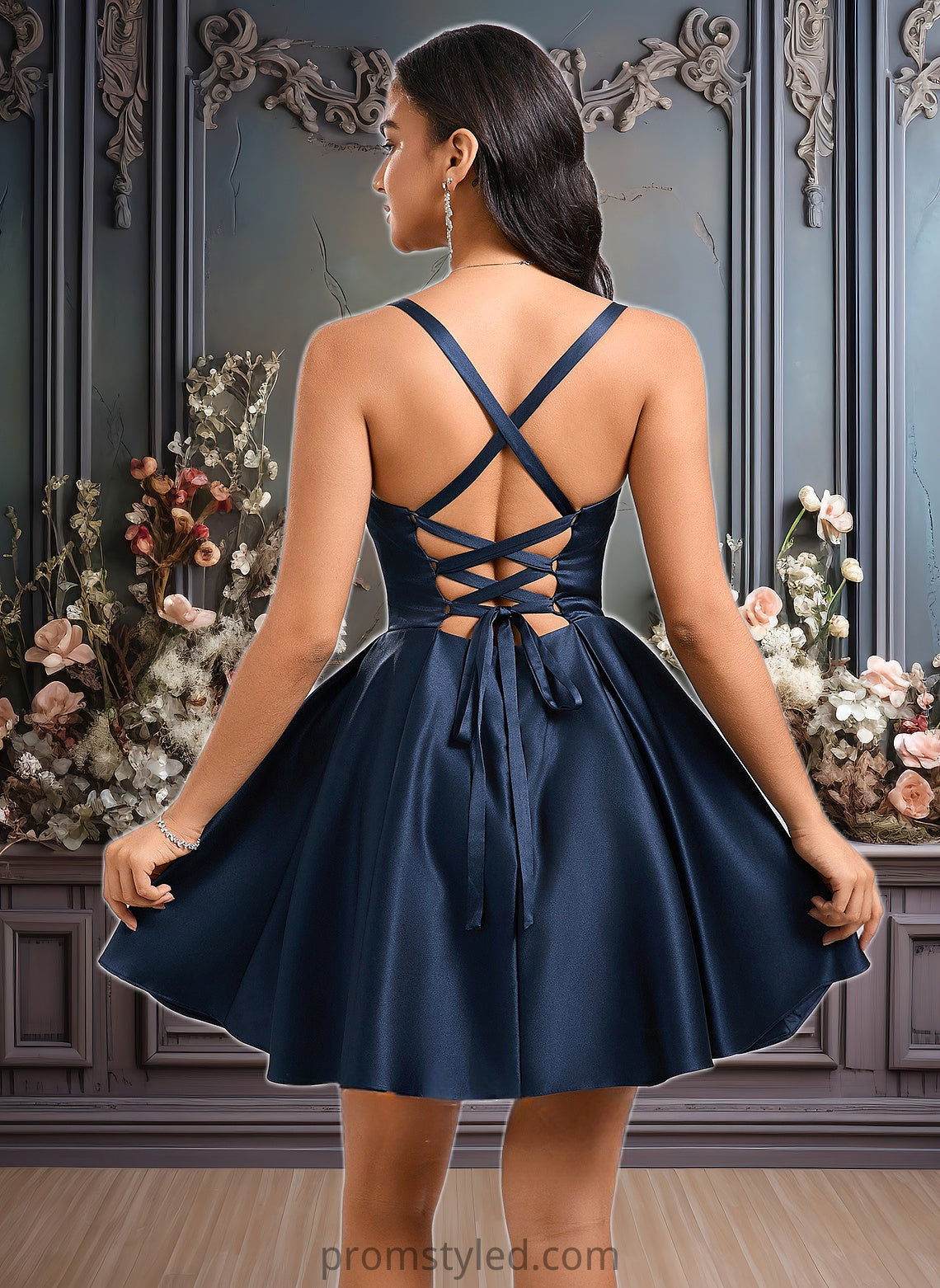 Suzanne A-line Sweetheart Short Satin Homecoming Dress With Pleated HLP0025673