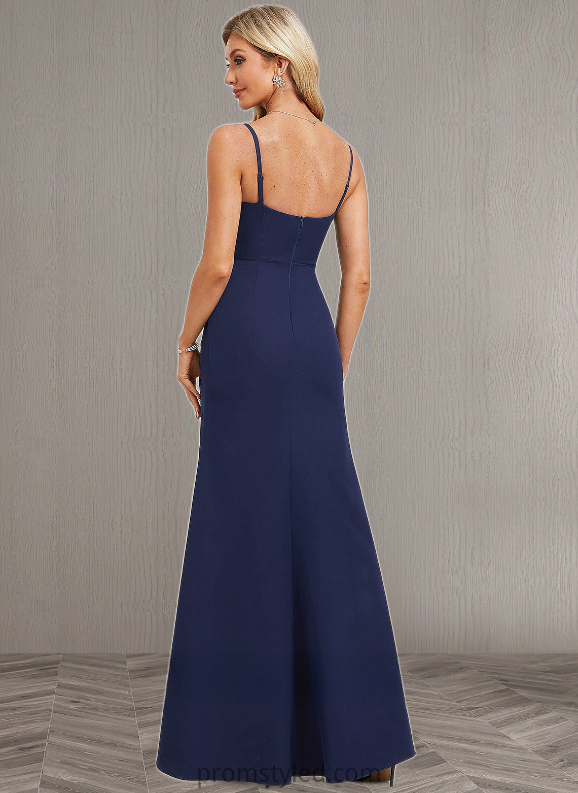 Myla Trumpet/Mermaid Cowl Floor-Length Stretch Crepe Bridesmaid Dress With Ruffle HLP0025766