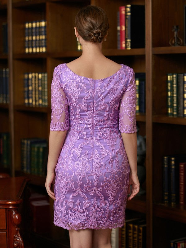 Tess Sheath/Column Lace V-neck 1/2 Sleeves Short/Mini Mother of the Bride Dresses HLP0020367