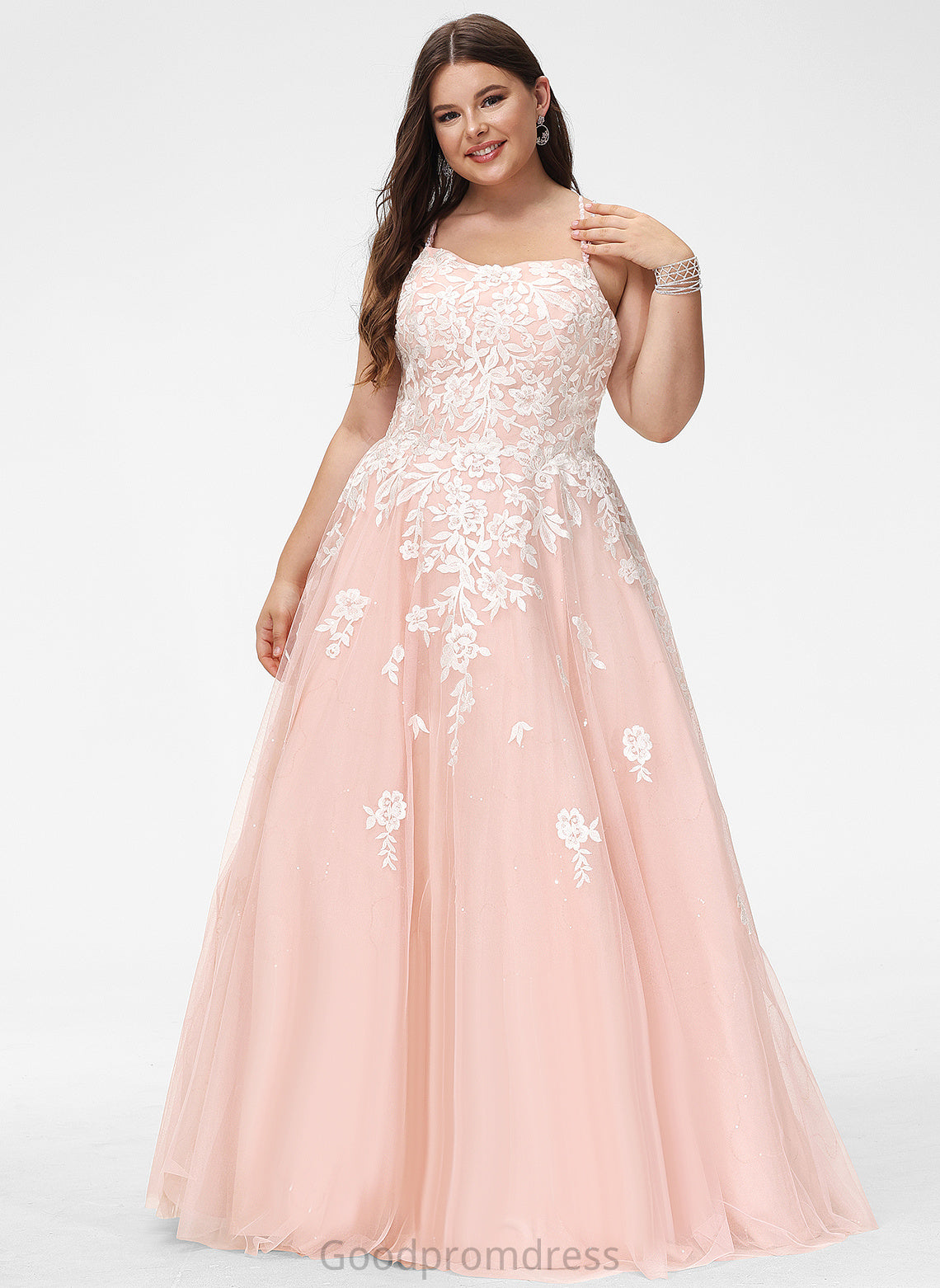 Square Lace Sequins Floor-Length Ball-Gown/Princess With Tulle Ayanna Prom Dresses