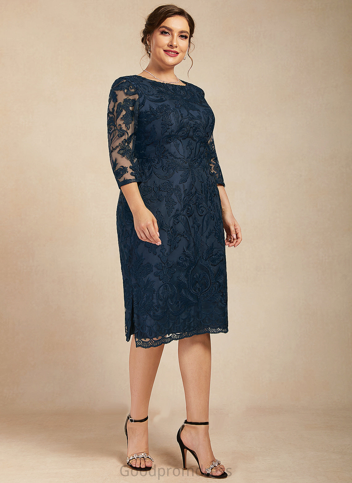 Scoop Barbara Mother Mother of the Bride Dresses Knee-Length the Sheath/Column Dress Bride of Neck Lace