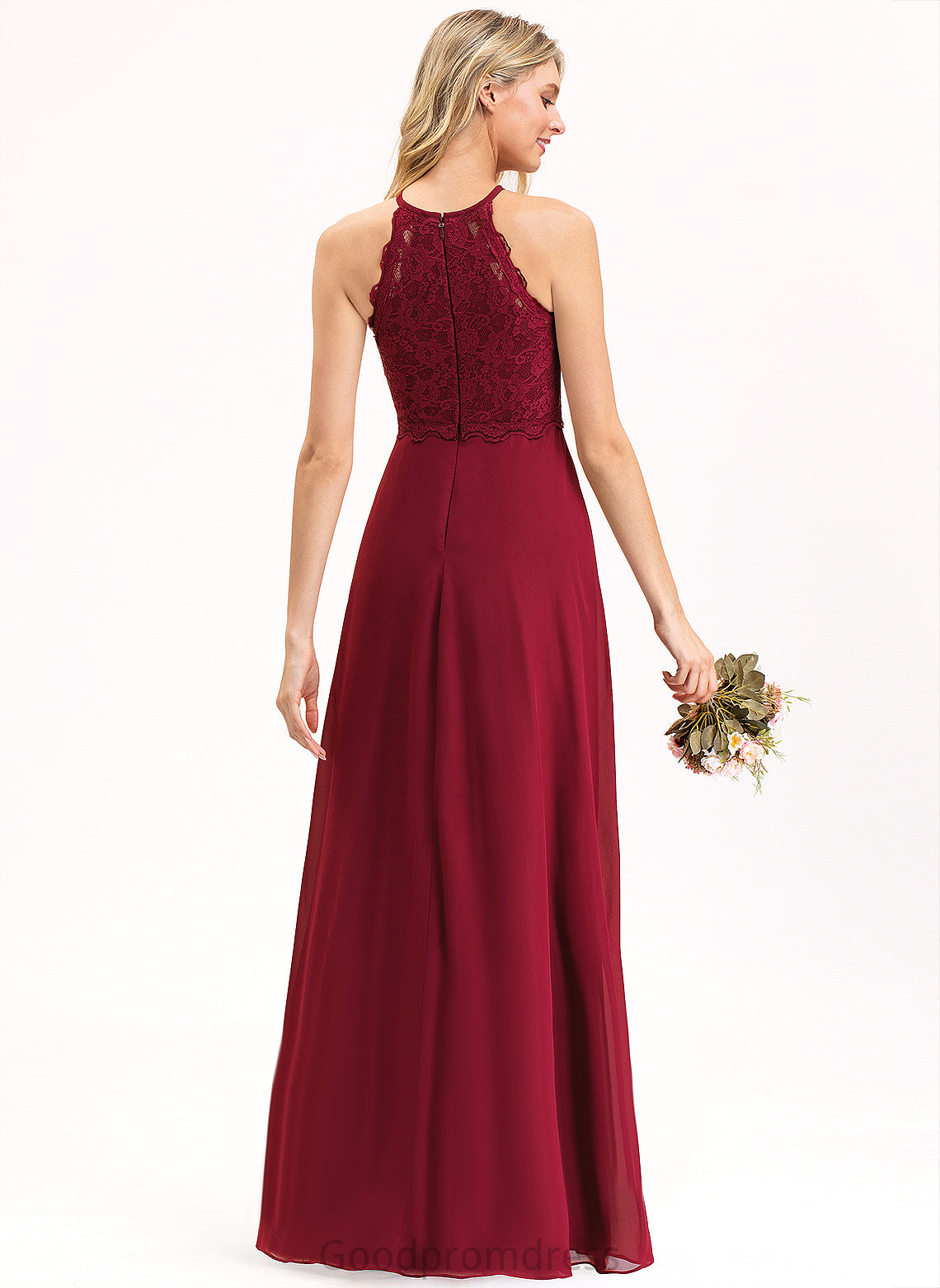 Chiffon Willa Prom Dresses Lace Scoop Floor-Length A-Line