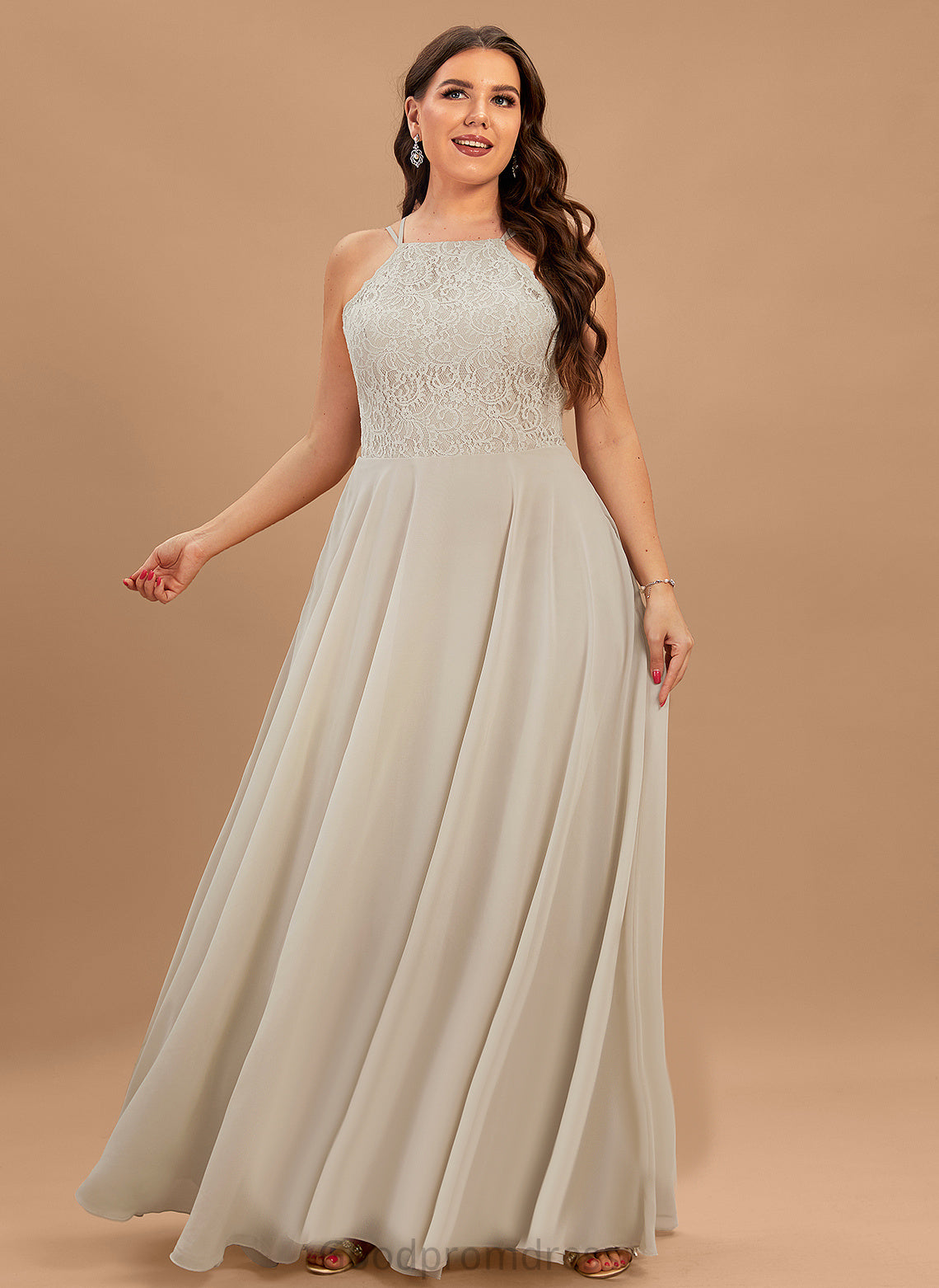 Silhouette Neckline Floor-Length Scoop Fabric A-Line Length Lace Straps&Sleeves Mayra Natural Waist Floor Length Bridesmaid Dresses