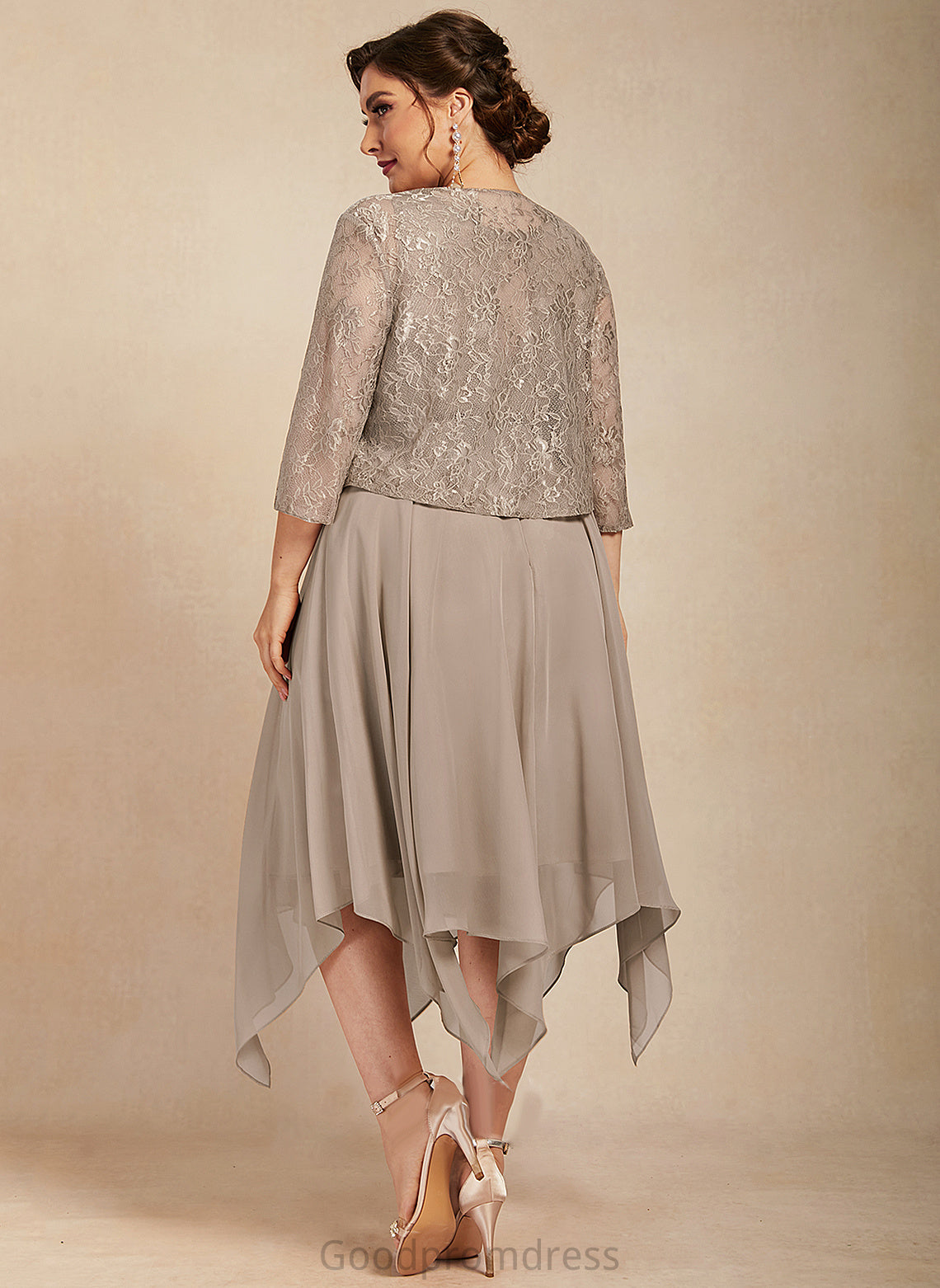 Chiffon A-Line Bride Bow(s) Dress With the Mother of the Bride Dresses Scoop Carolyn Neck Mother Tea-Length of Lace