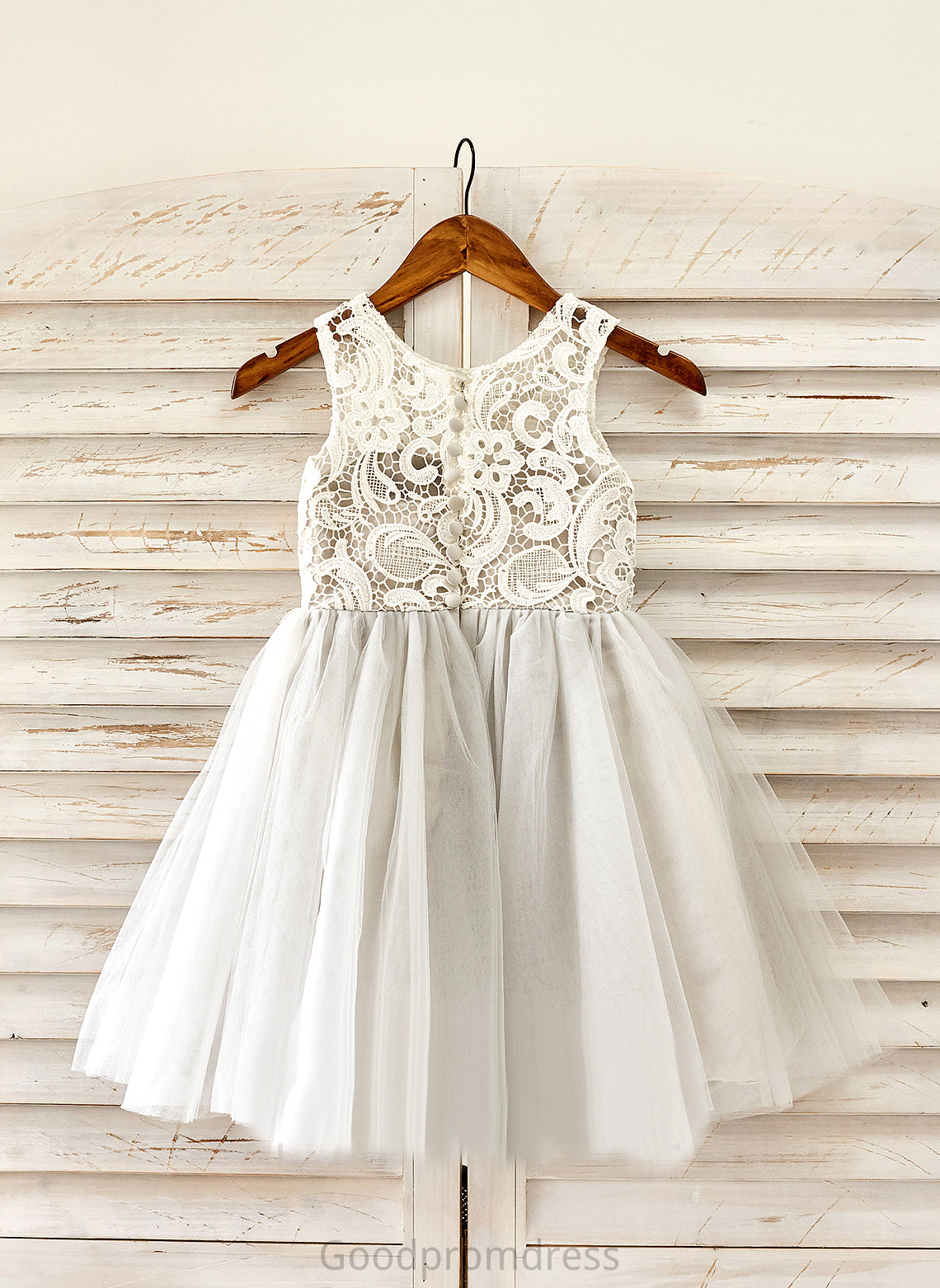 Sleeveless Tulle Lace Girl Dress With Knee-length A-Line - Lucy Flower Flower Girl Dresses Scoop Neck