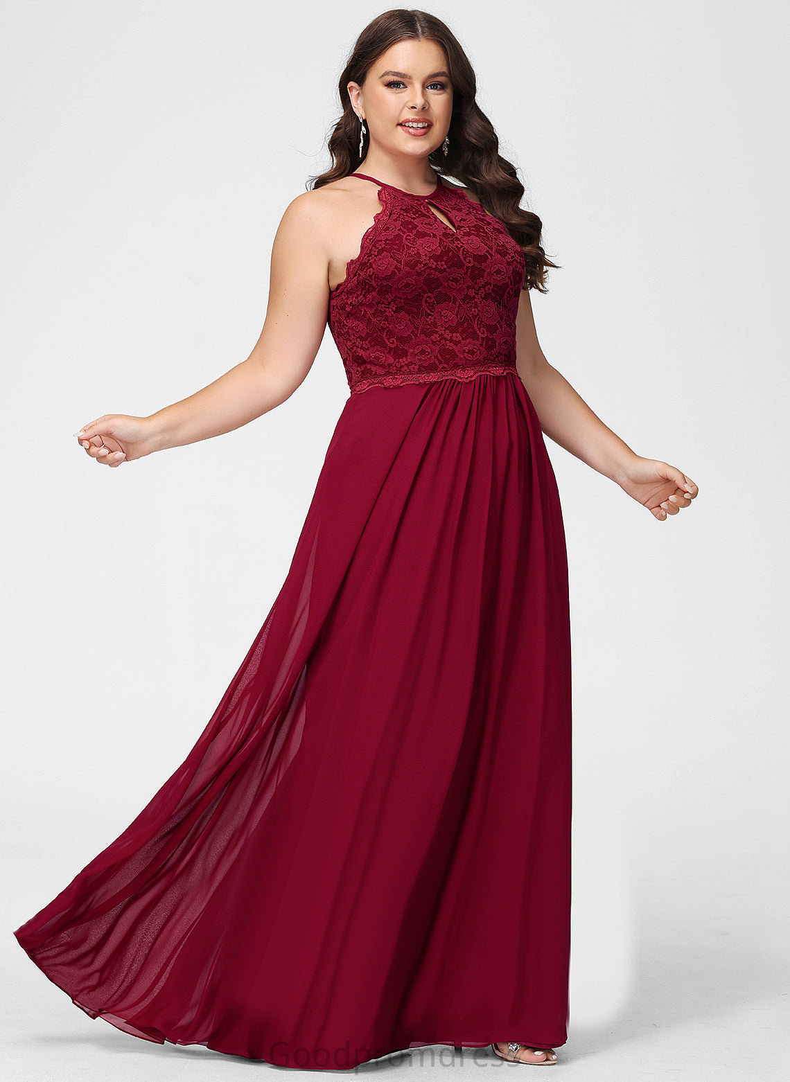 Chiffon Willa Prom Dresses Lace Scoop Floor-Length A-Line