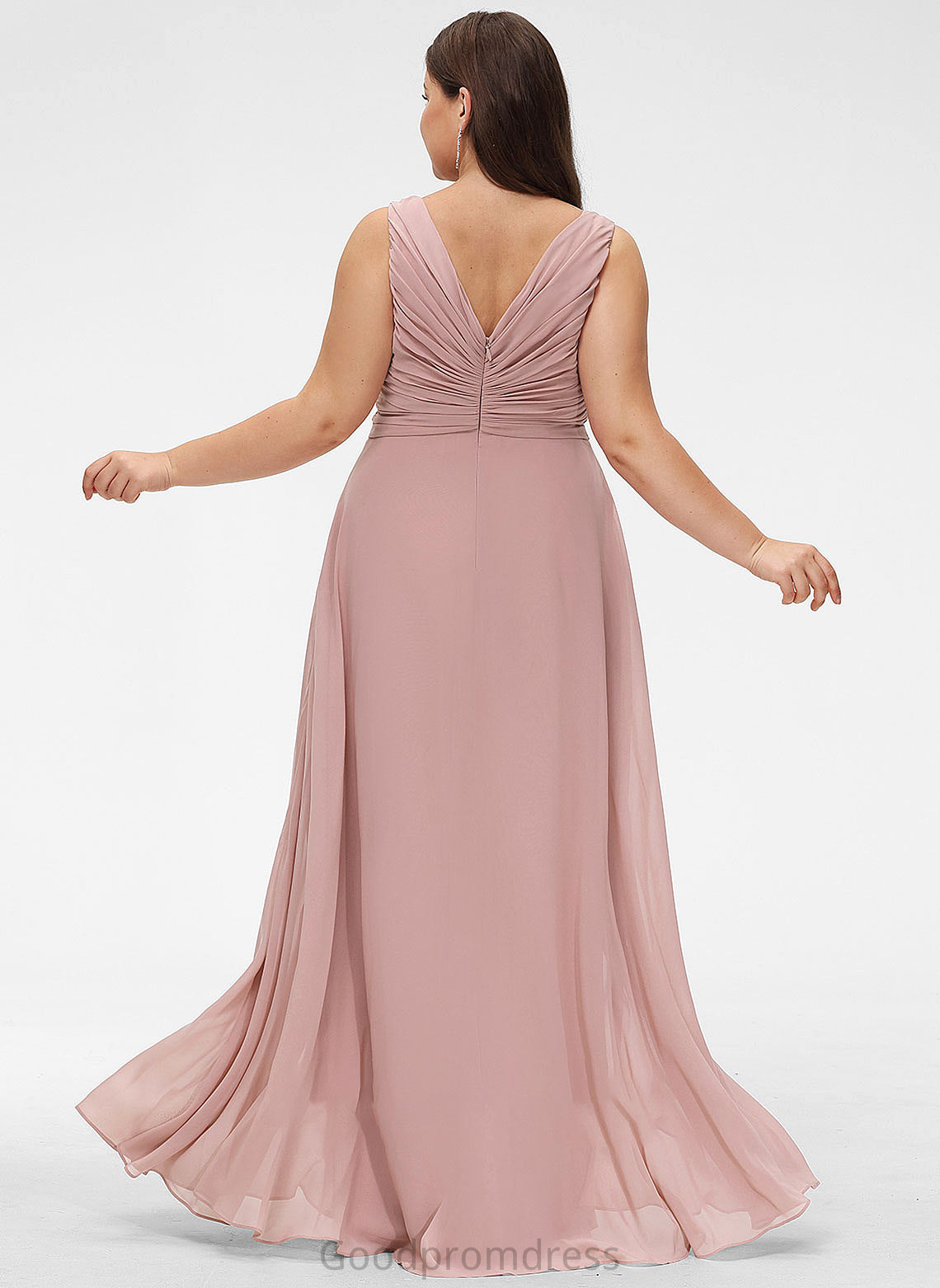 Floor-Length Length Silhouette Embellishment Fabric Neckline V-neck A-Line Ruffle Carissa Natural Waist Scoop Bridesmaid Dresses