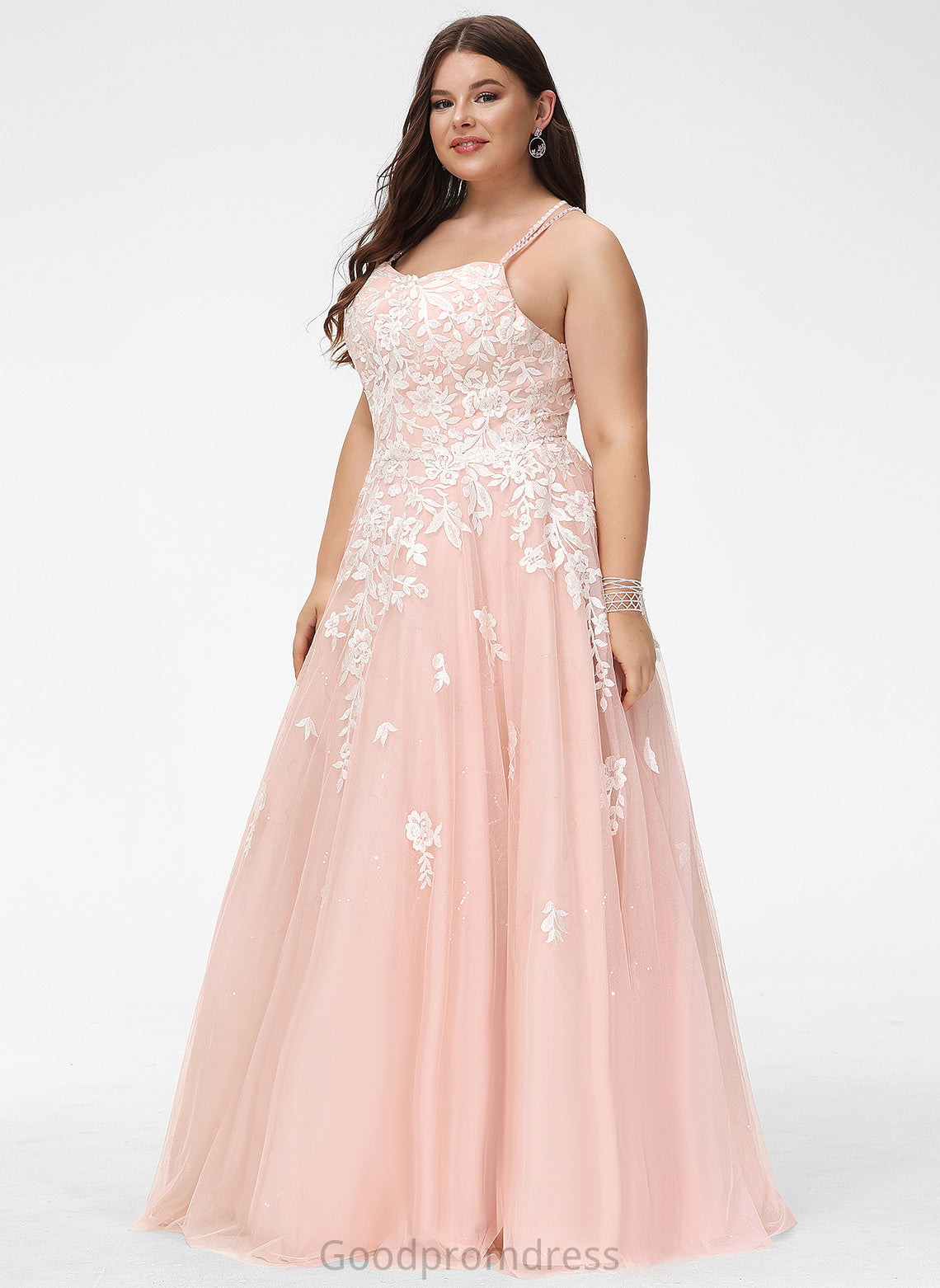 Square Lace Sequins Floor-Length Ball-Gown/Princess With Tulle Ayanna Prom Dresses