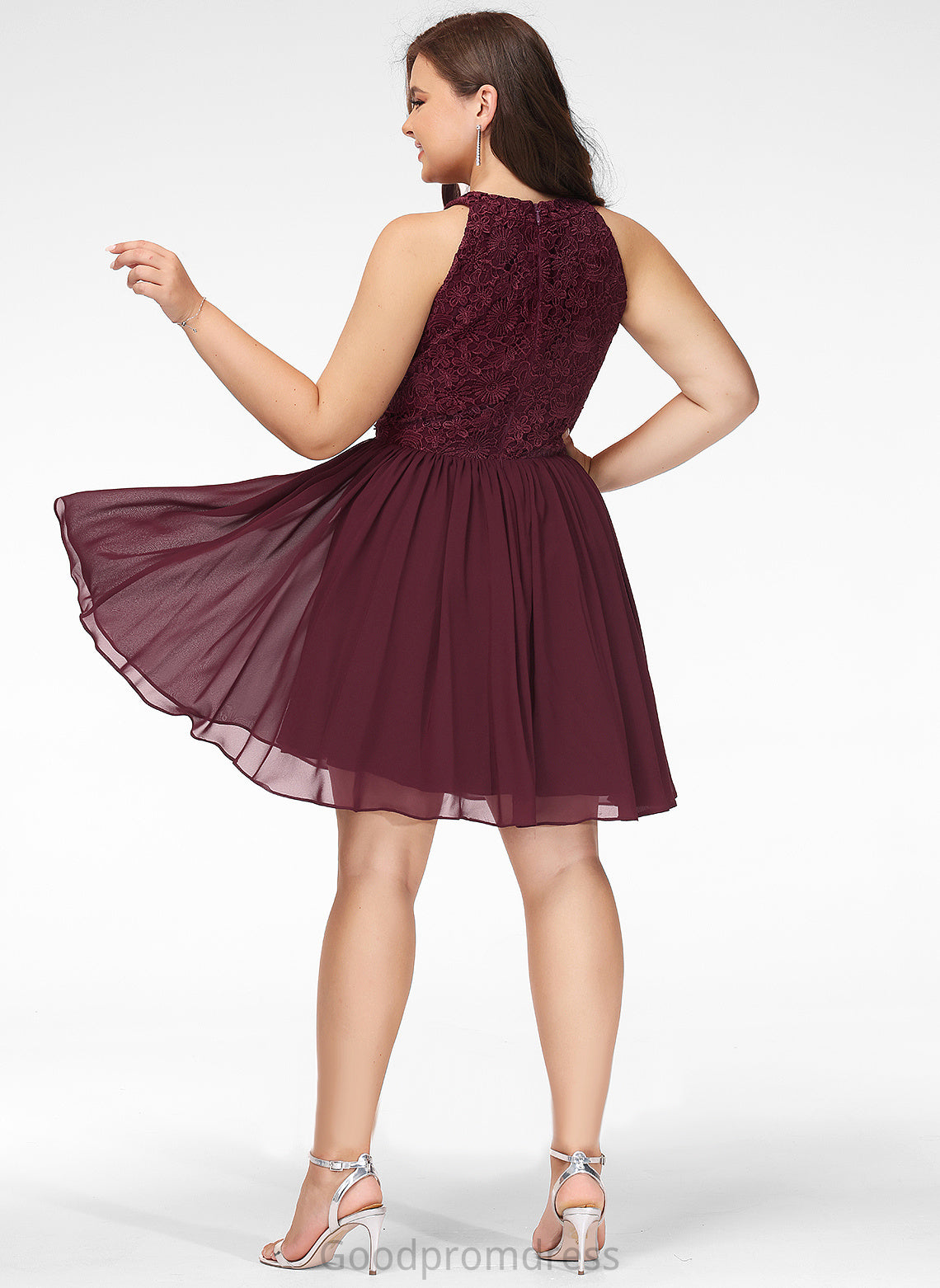 Amanda Cocktail Dresses Chiffon With Neck Short/Mini A-Line Lace Dress Lace Cocktail Scoop