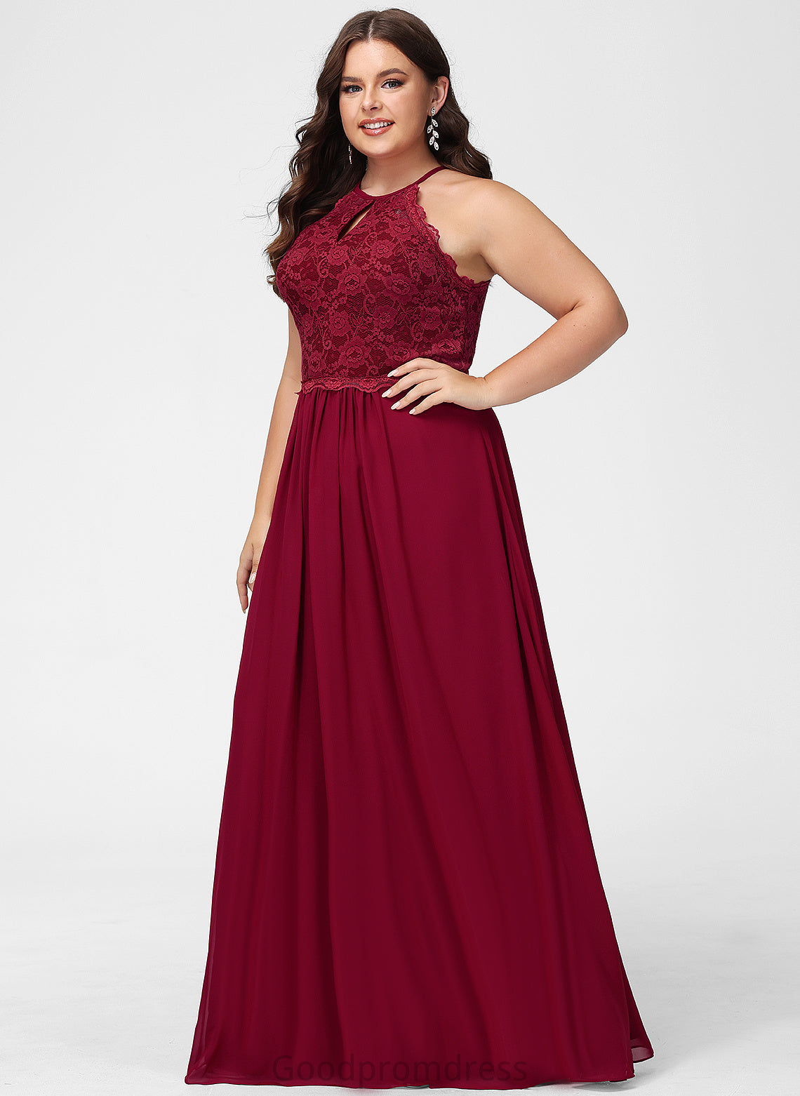 Chiffon Willa Prom Dresses Lace Scoop Floor-Length A-Line