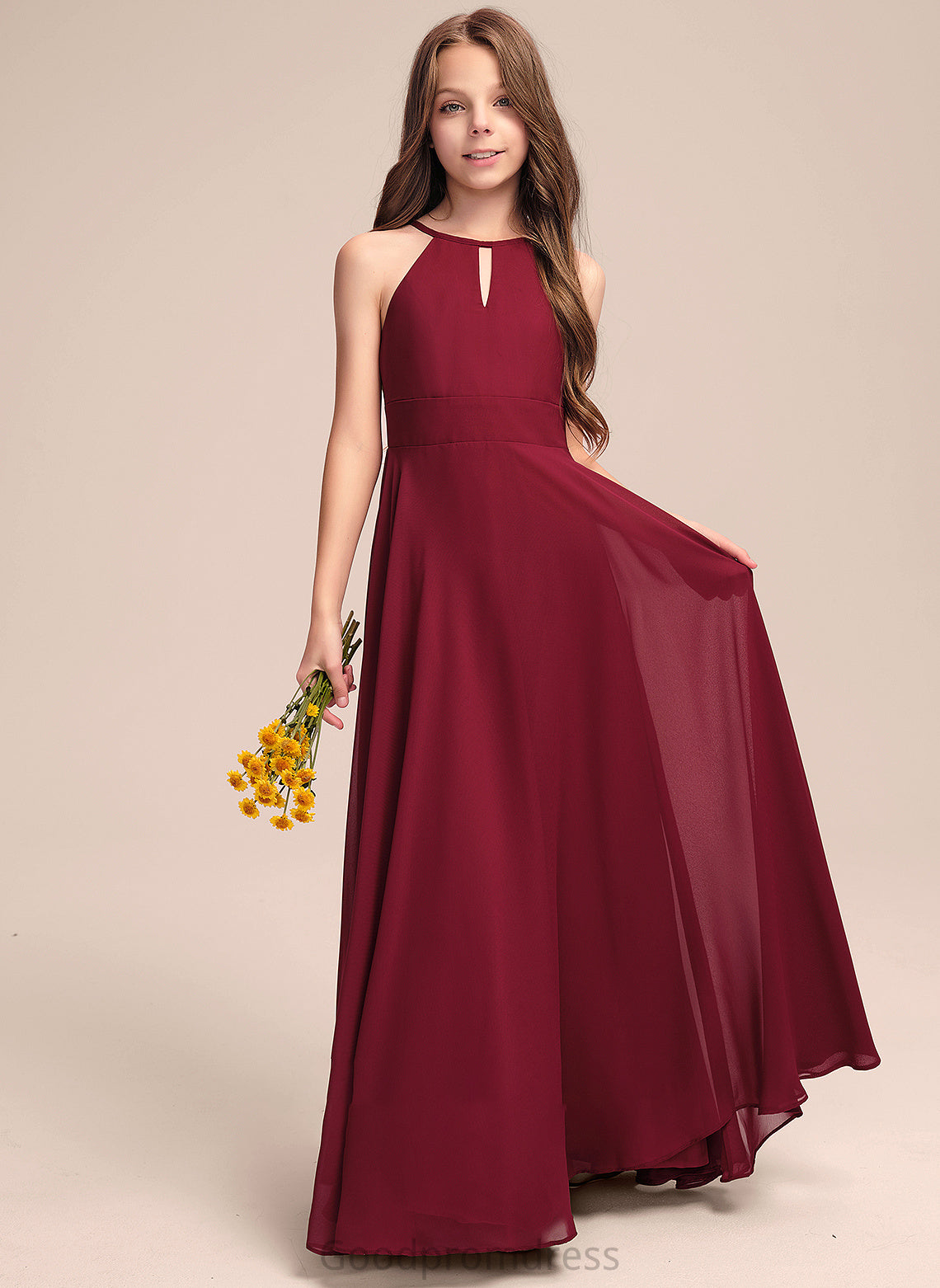 Neck Chiffon Hadley A-Line Junior Bridesmaid Dresses Floor-Length Scoop