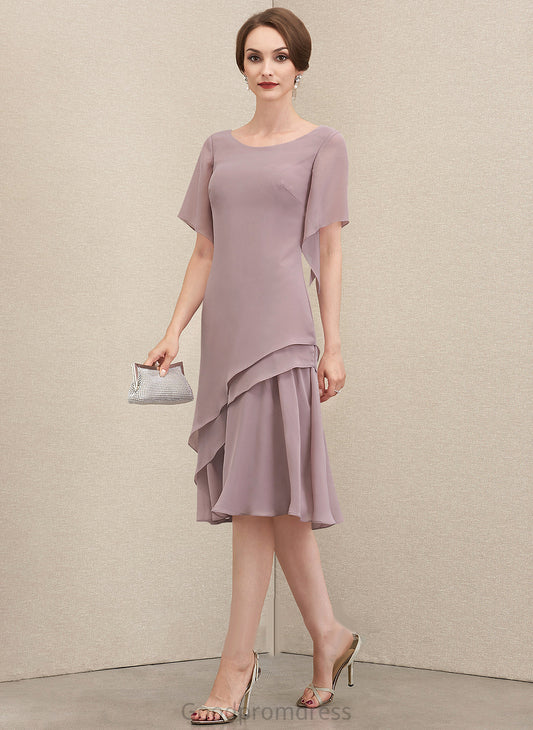 Bride Scoop Mother the of Ruffles With Neck Mother of the Bride Dresses Ellen Knee-Length Dress A-Line Cascading Chiffon