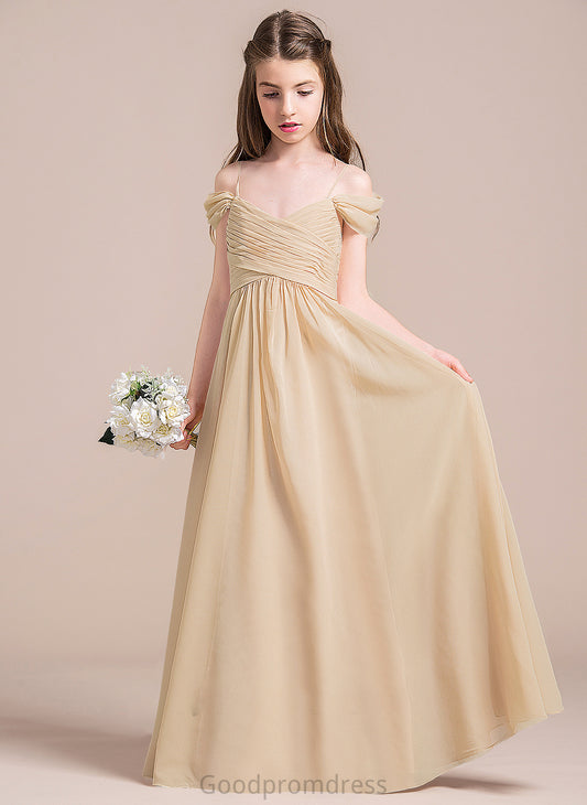 Chiffon Ruffle A-Line With Alejandra Floor-Length Off-the-Shoulder Junior Bridesmaid Dresses