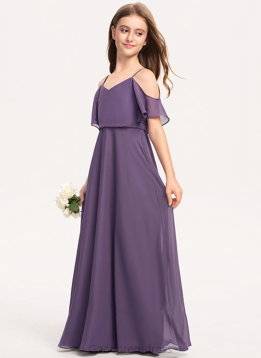 Jacquelyn Junior Bridesmaid Dresses A-Line Floor-Length Chiffon V-neck