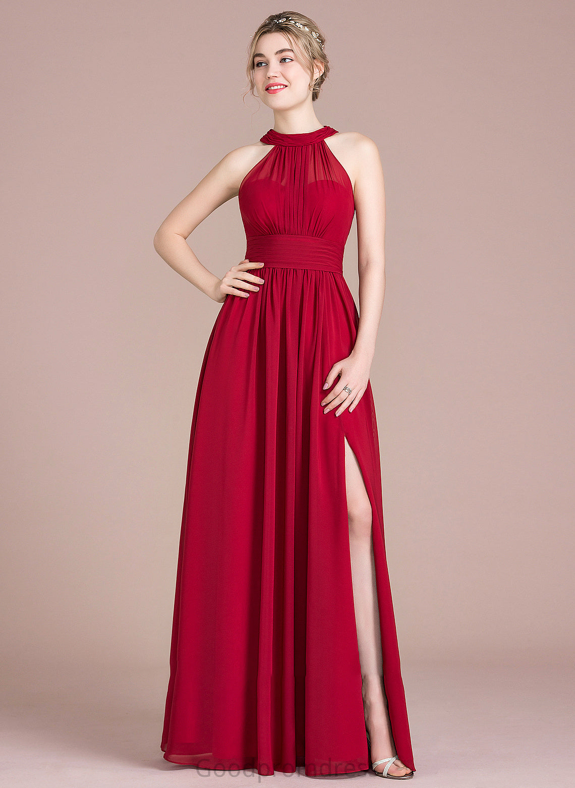 Bow(s) Floor-Length SplitFront ScoopNeck Length Ruffle Neckline Silhouette A-Line Embellishment Fabric Juliette Bridesmaid Dresses