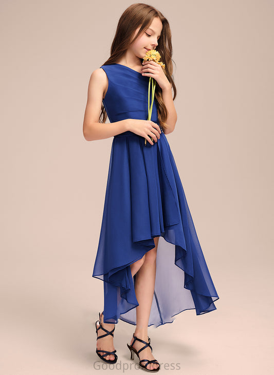 Hilda One-Shoulder With A-Line Asymmetrical Chiffon Ruffles Bow(s) Junior Bridesmaid Dresses