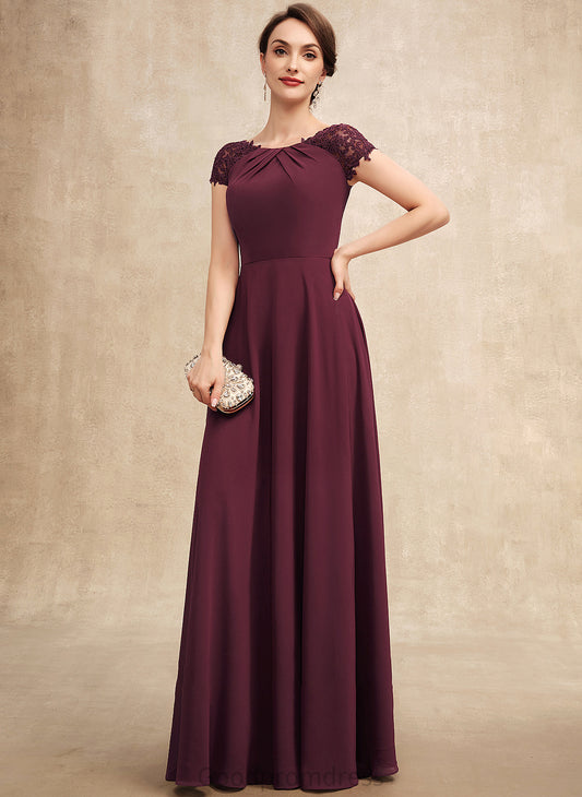 Mother of the Bride Dresses of Ruffle Lace Mother With the Floor-Length Chiffon Neck Sienna Scoop Dress Bride A-Line