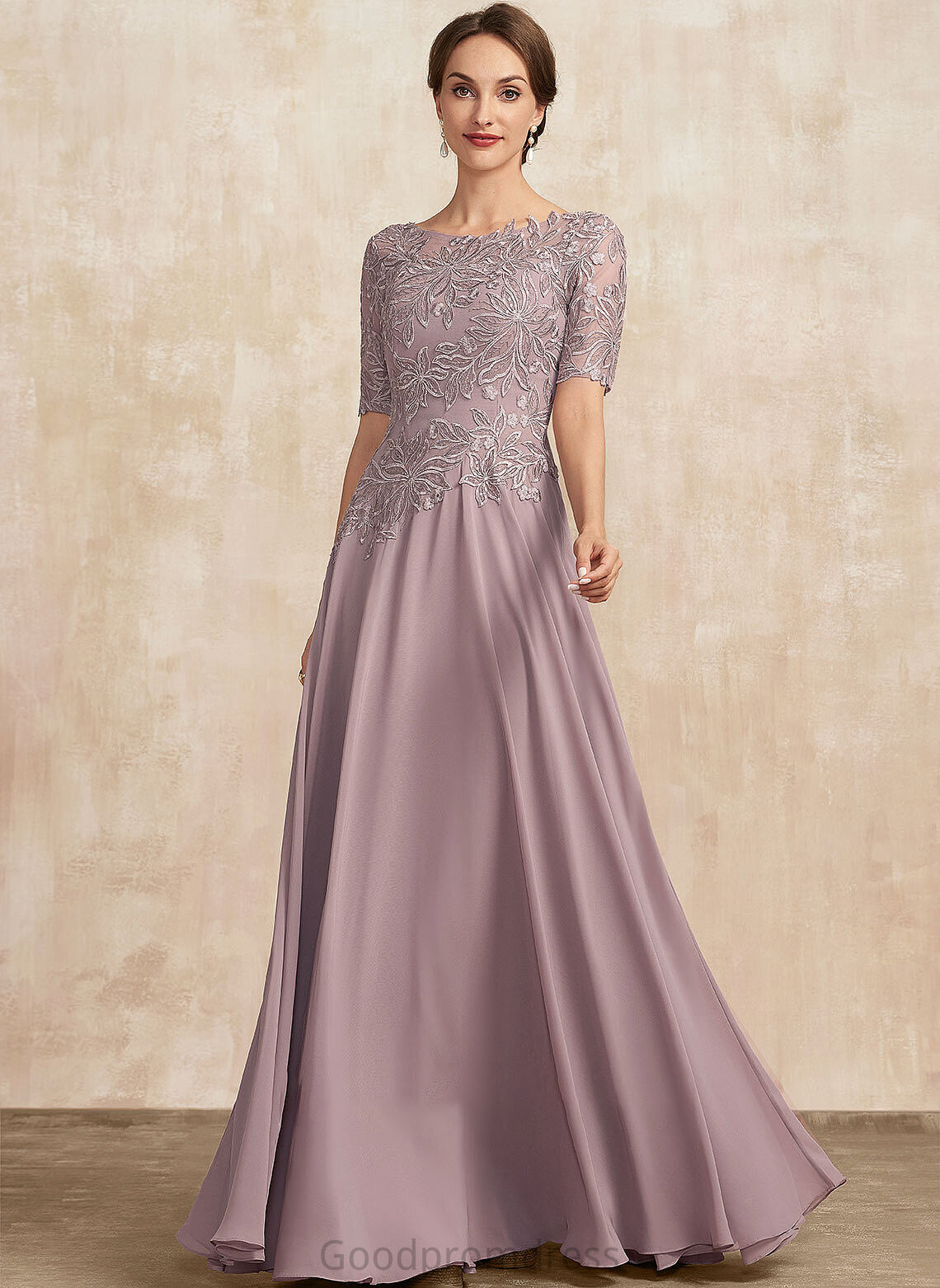 Chiffon Dress Neck of Amy Lace A-Line the Mother of the Bride Dresses Scoop Mother Floor-Length Bride