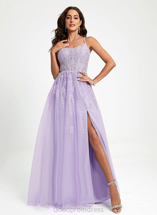 Sequins Ball-Gown/Princess Cali With Prom Dresses Sweep Train Scoop Tulle Lace