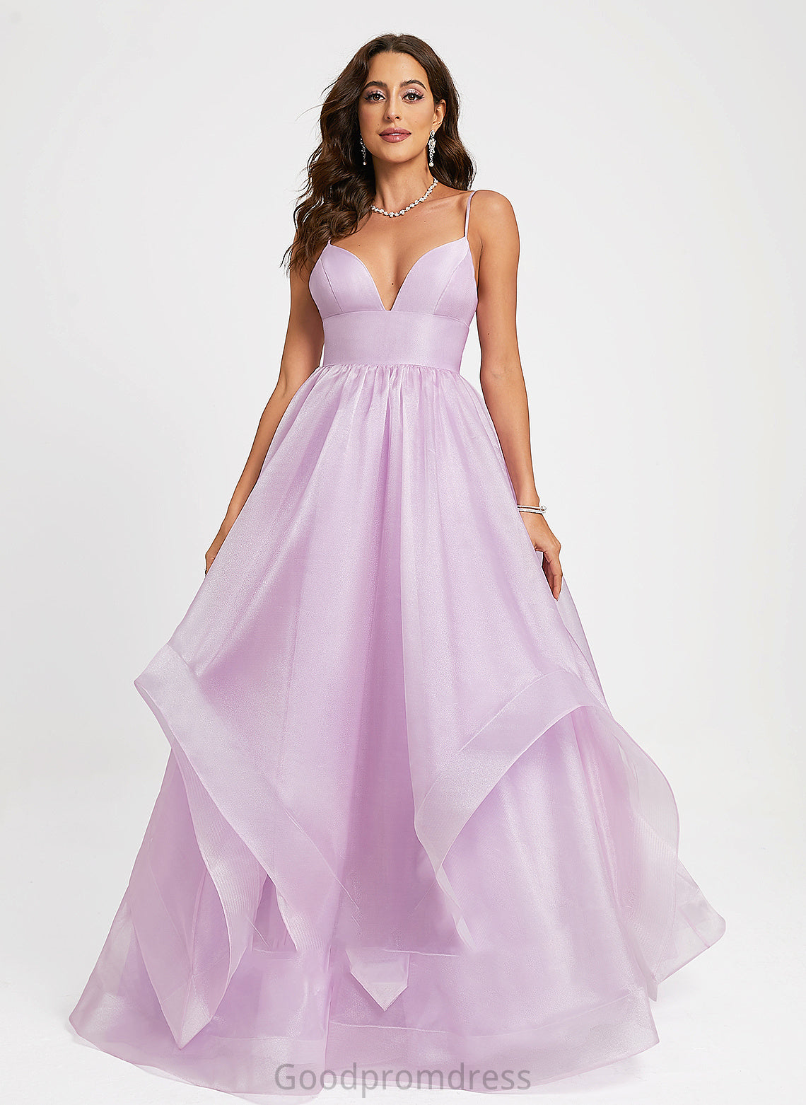 Prom Dresses Ball-Gown/Princess Sadie V-neck Organza Sweep Train