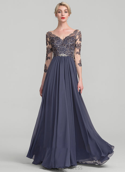 Mother of the Bride Dresses the V-neck of Dress Bride A-Line Hadley Floor-Length Mother Chiffon Lace