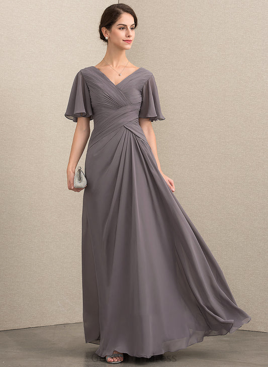 Chiffon A-Line of Mother of the Bride Dresses Amanda Dress the With Mother Bride V-neck Ruffle Floor-Length