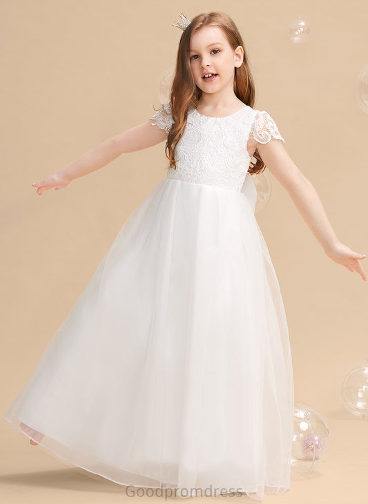 Flower Girl Dresses Scoop Ball-Gown/Princess Tulle/Lace Short Lindsey Bow(s) Sleeves Flower Girl With Neck - Dress Floor-length