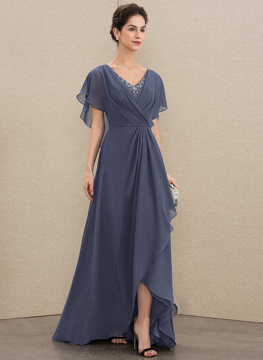 Chiffon With Mother Bride Dress Asymmetrical V-neck Mother of the Bride Dresses the Hilary of A-Line Beading Sequins