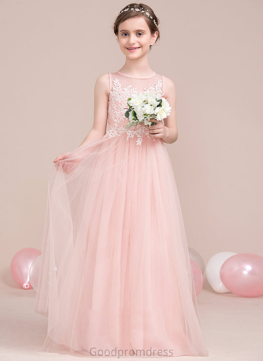 Floor-Length Rachel Junior Bridesmaid Dresses Neck With Sequins Tulle Scoop A-Line Beading