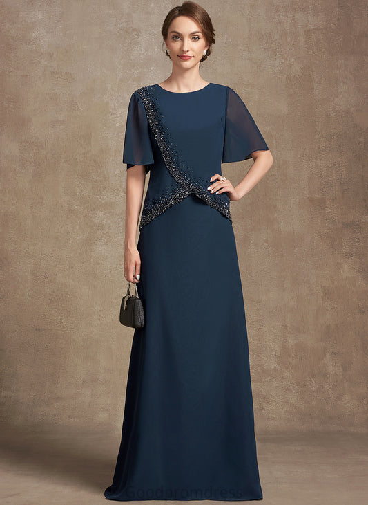 A-Line Chiffon Araceli of Neck Sequins With Mother the Floor-Length Bride Dress Mother of the Bride Dresses Scoop Beading