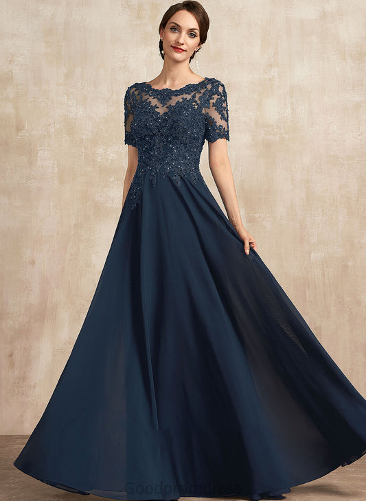 of Bride Sequins Beading With Chiffon Mother of the Bride Dresses the Dress Neck Aniya Floor-Length A-Line Scoop Mother Lace