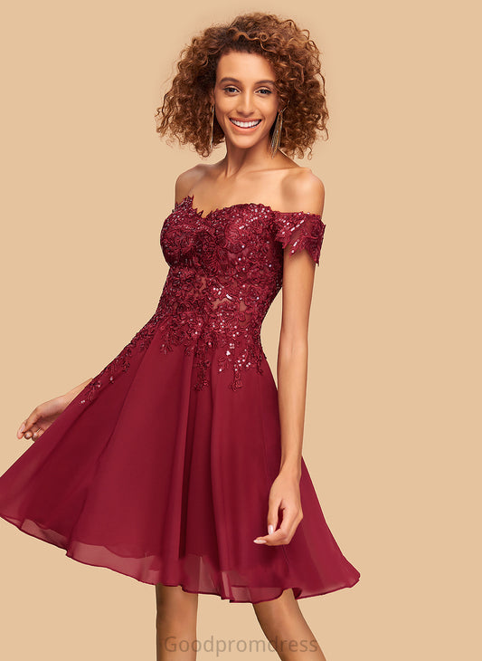 With Dress Homecoming Dresses Lace Kiersten Chiffon Sequins Short/Mini Off-the-Shoulder Homecoming A-Line