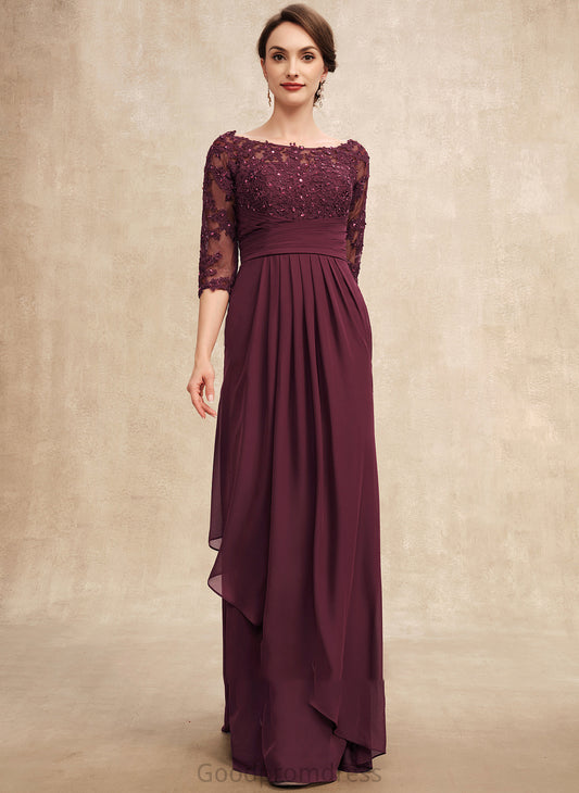 With Off-the-Shoulder Floor-Length Setlla Chiffon Mother of the Bride Dresses A-Line the Cascading Ruffles of Lace Dress Bride Mother Beading Sequins