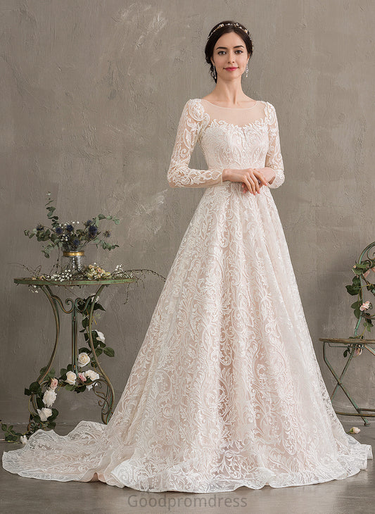 Lace Court Illusion Ball-Gown/Princess Wedding Martha Dress Wedding Dresses Train