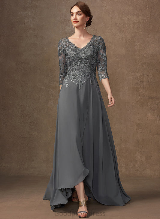 Lorna Dress Lace of Mother of the Bride Dresses Sequins With the Asymmetrical V-neck Chiffon A-Line Mother Bride