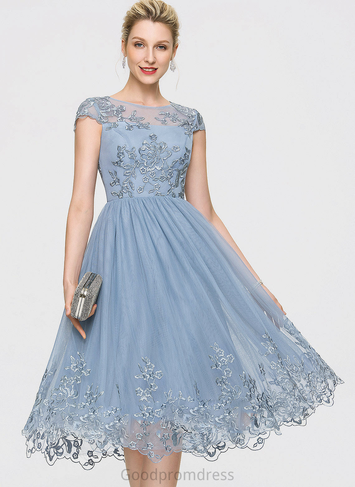 Neck With Janet Lace Tulle Dress Sequins Scoop Homecoming Knee-Length A-Line Homecoming Dresses