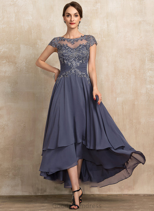 Mother of the Bride Dresses Lace Neck the of Beading Bride Asymmetrical With A-Line Dress Yasmin Chiffon Scoop Mother