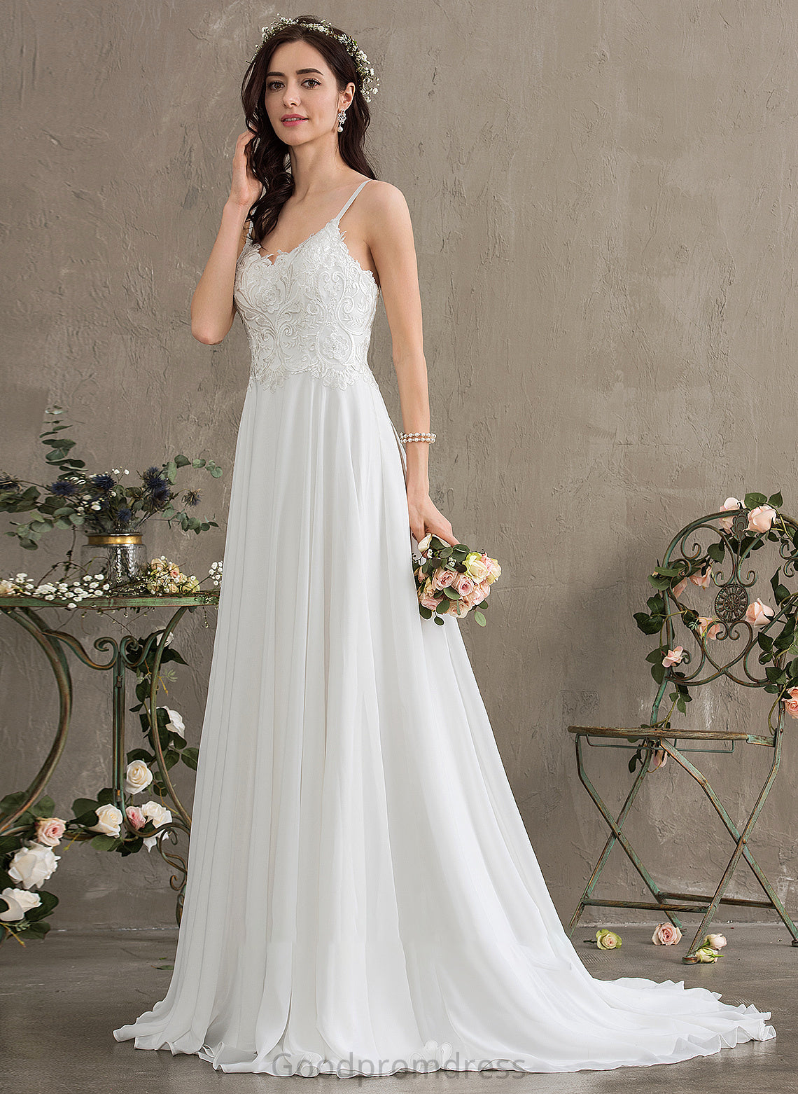 Wedding Sweetheart Dress Train Wedding Dresses A-Line Alexus Sweep Chiffon