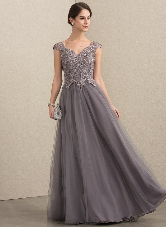 Mother of the Bride Dresses Sequins With A-Line/Princess the Dress V-neck Floor-Length Mother Lace of Nataly Tulle Bride