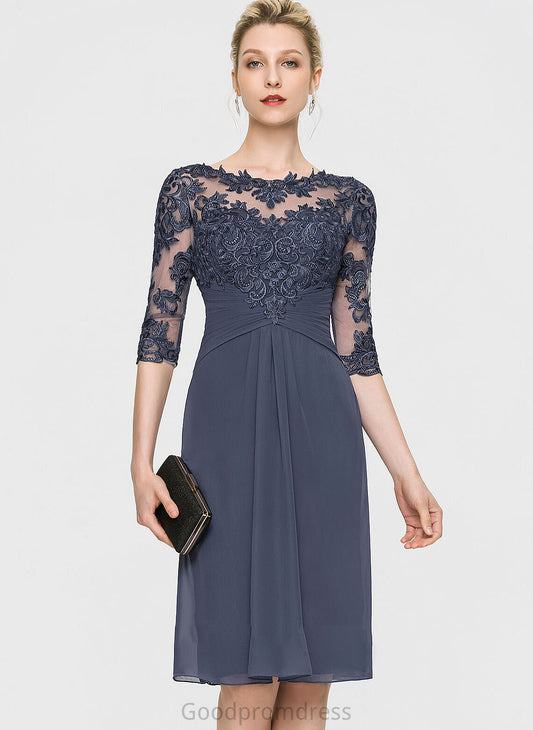 Neck Sheath/Column Essence Lace Cocktail Dresses Scoop Dress Cocktail Knee-Length Chiffon