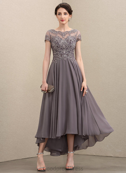 With Beading the Sequins Mother of the Bride Dresses Mother Asymmetrical Lois Scoop of Bride Lace A-Line Neck Dress Chiffon