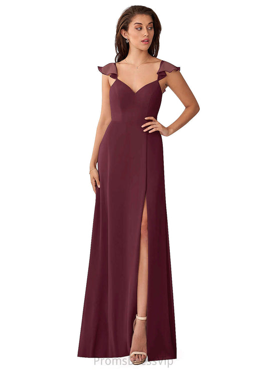 Marie Floor Length V-Neck Natural Waist Sleeveless Sheath/Column Lace Bridesmaid Dresses