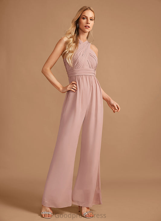 Fabric Length Floor-Length HighNeck Embellishment Straps Pleated Neckline Mandy A-Line/Princess V-Neck Floor Length Bridesmaid Dresses