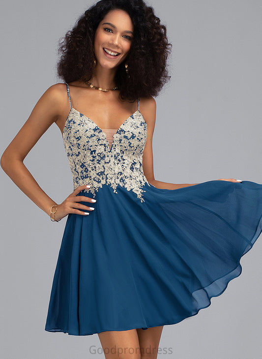 Alissa Short/Mini Chiffon V-neck With Beading Prom Dresses Lace A-Line