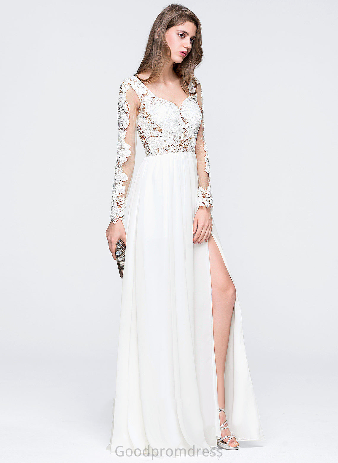 Sweetheart Prom Dresses Mary A-Line Lace Floor-Length Chiffon