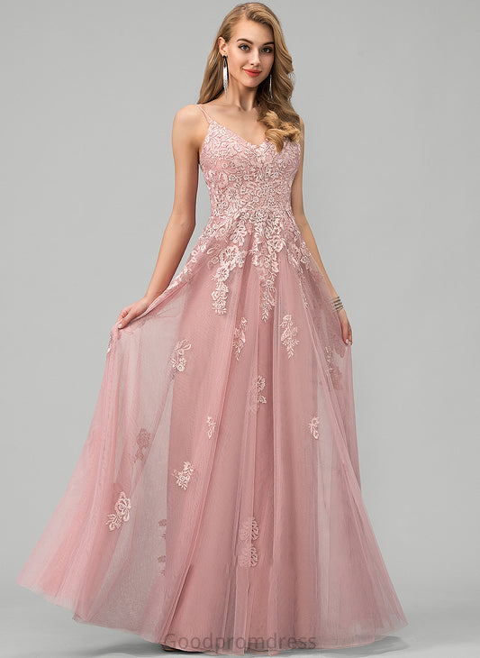 Prom Dresses Lace With V-neck Floor-Length Ball-Gown/Princess Tulle Haylee